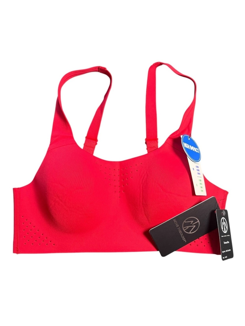 MOVE THEOLOGY red high impact Wirefree Teresa Wirefree sports bra size Small NWT